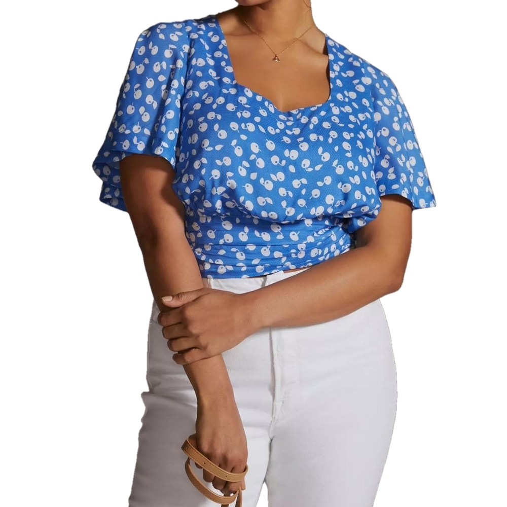 Anthropologie Blue Floral Women's Top Size‎ Xl